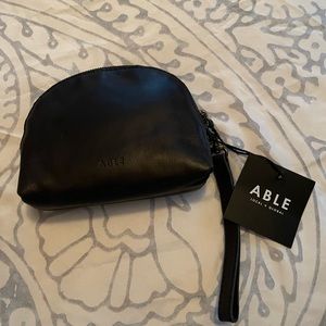 Able black leather wristlet